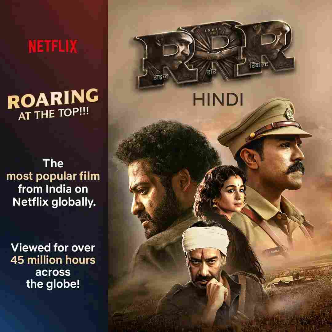 RRR Completes 46 Million Sreaming Hours in Netflix RRR Completes 46 Million Sreaming Hours in Netflix